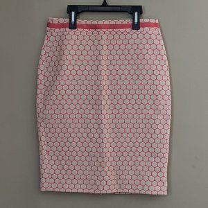 Boden Pencil Skirt, Salmon Pink and Cream Polka Dot, Size 6